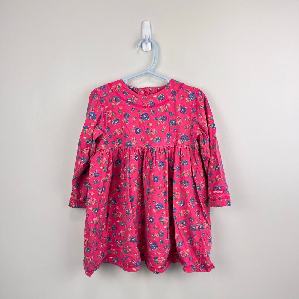 Vintage OshKosh B'gosh Long Sleeve Pink Floral Dress 4T USA
